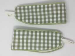 Laura Ashley Gingham Hedgerow Pair Handmade Curtain Tie Backs Piped - thumbnail 1