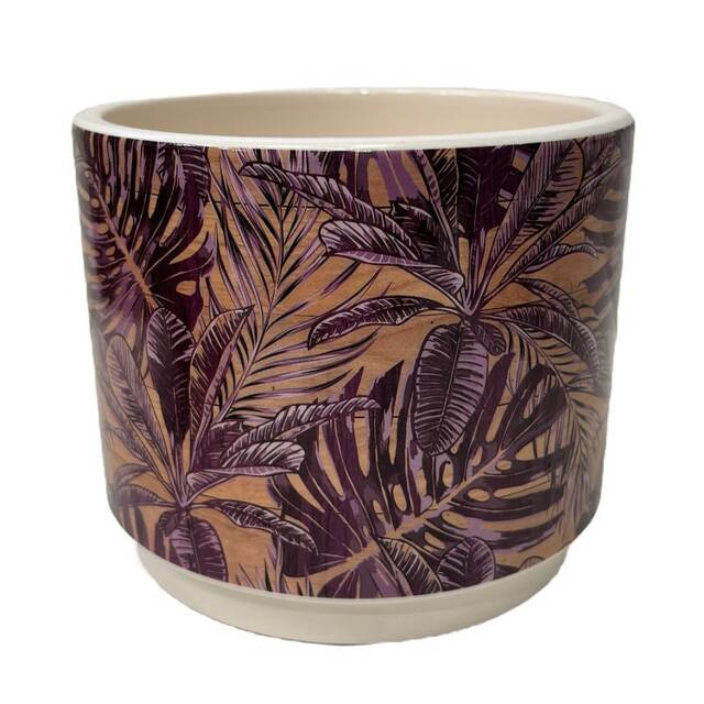 Fiji Tropical Leaf Print Ceramic Planter - 2 Sizes - image 1