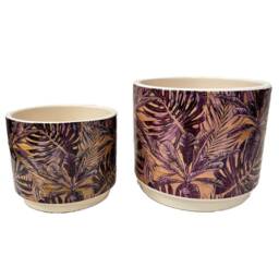 Fiji Tropical Leaf Print Ceramic Planter - 2 Sizes - thumbnail 2