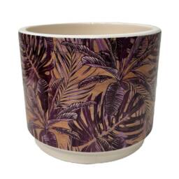 Fiji Tropical Leaf Print Ceramic Planter - 2 Sizes - thumbnail 1