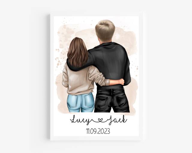 Personalised Couple Print, Valentines Day Gift, Portrait, Anniversary Gift For Girlfriend, Boyfriend - image 1