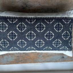 Antique Silk Embroidered Cushions 19Th Century Indigo White Pillows Bespoke Pillow Collection Handmade Vintage Home Decor - thumbnail 2