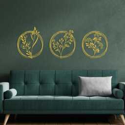 Metal Flower Wall Art Set, Modern Botanical Decor - thumbnail 1