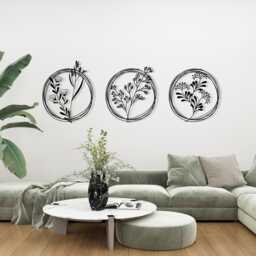Metal Flower Wall Art Set, Modern Botanical Decor - thumbnail 3