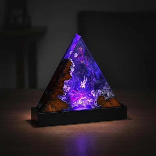 Galaxy Astronaut Resin Lamp Cosmic Triangle Night Light - image 1