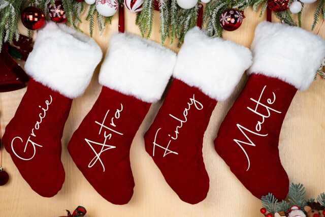 Personalized Red Plush Christmas Stocking, 2025 Custom Family Stocking, Holiday Stocking, Ornament Gift, Xmas Stocking, Holiday Decor - image 1