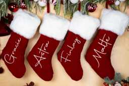 Personalized Red Plush Christmas Stocking, 2025 Custom Family Stocking, Holiday Stocking, Ornament Gift, Xmas Stocking, Holiday Decor - thumbnail 1