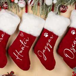 Personalized Red Plush Christmas Stocking, 2025 Custom Family Stocking, Holiday Stocking, Ornament Gift, Xmas Stocking, Holiday Decor - thumbnail 2