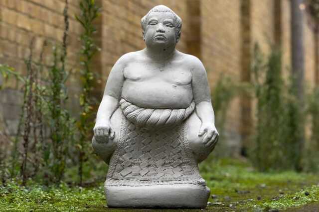Stone Sumo Wrestler Statue Concrete Japanese Sculpture Outdoor Garden & Home Decoration Cement Man Figurine Zen Ornament Lover Gift - image 1