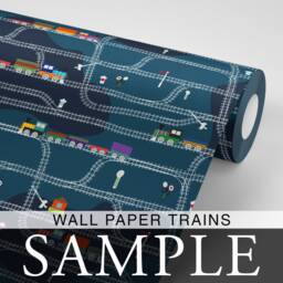 Sample Trains Wallpaper Boys Nursery Wall Mural Navy Blue Kids Printed Removable Self Adhesive Fabric Easy Install
