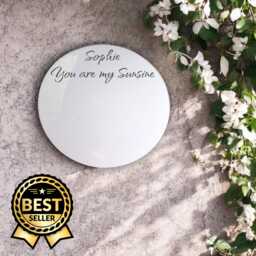 Round Garden Mirror Custom Engraved Acrylic Outdoor Decor - Up To 40cm