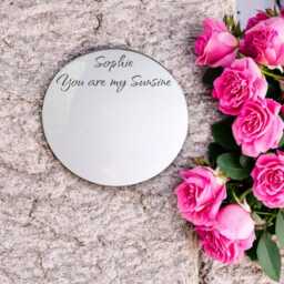 Round Garden Mirror Custom Engraved Acrylic Outdoor Decor - Up To 40cm - thumbnail 2