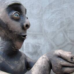Ceramic Bird Man Bird Feeder Sculpture - thumbnail 4