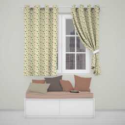 Vintage Palm Trees Desert Beige Tropical Seamless Pattern Readymade Eyelet Ring Top Thermal 100% Blackout Curtains - thumbnail 1