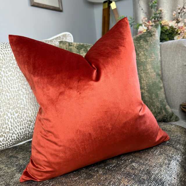 Orange Cushion Cover, Orange Cotton Velvet Pillow Double Sided Soft Touch Designer Fabric John Lewis & Partners - image 1