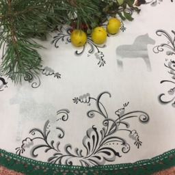 Handmade Linen Christmas Tree Skirt Rustic Burlap Decor - 39 Inches - thumbnail 2
