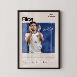 Declan Rice England Stats Poster, Football Wall Art, Soccer Print, Midfielder Gift - thumbnail 1