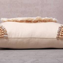 Off-White Cotton Macrame Bohemian, Bali Style Pillow Cover, Decorative Handmade Throw Cover, Embroidered Cover Wlcc045 - thumbnail 3