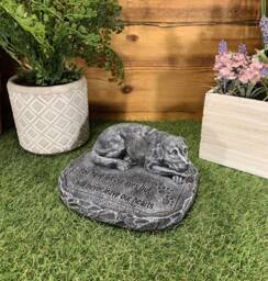 Stone Garden Memorial Dog With Verse Statue Ornament - thumbnail 1