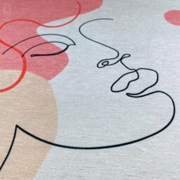 Pillow Cover With Pink & Ecru Abstract Face Pattern, Double Sided Printing On Soft Chenille Fabric Different Size Options - Oeko-Tex?? - thumbnail 2