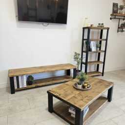 Rustic Reclaimed Wood Tv Stand Media Unit Handmade Living Room Furniture 140cm Wide X 35cm Deep 60cm High - thumbnail 4