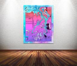 Seattle Washington Art Print Watercolor City Map, Canvas Or Paper - thumbnail 1