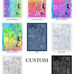 Seattle Washington Art Print Watercolor City Map, Canvas Or Paper - thumbnail 3