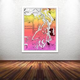 Seattle Washington Art Print Watercolor City Map, Canvas Or Paper - thumbnail 2