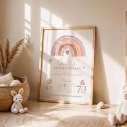 Personalised Rainbow Baby Birth Print Nursery Keepsake, Gift For New Baby, Parents - thumbnail 2