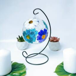 Colourful Daisy Glass Candle Holder Hand Painted Stain Glass, Unique Home Decor Gift - thumbnail 2