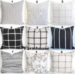 Gray & Black Farmhouse Pillow Covers Black, Tan, Grey Throw Pillows Gray Buffalo Check 16 18x18 20 All Sizes - thumbnail 1