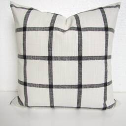 Gray & Black Farmhouse Pillow Covers Black, Tan, Grey Throw Pillows Gray Buffalo Check 16 18x18 20 All Sizes - thumbnail 2