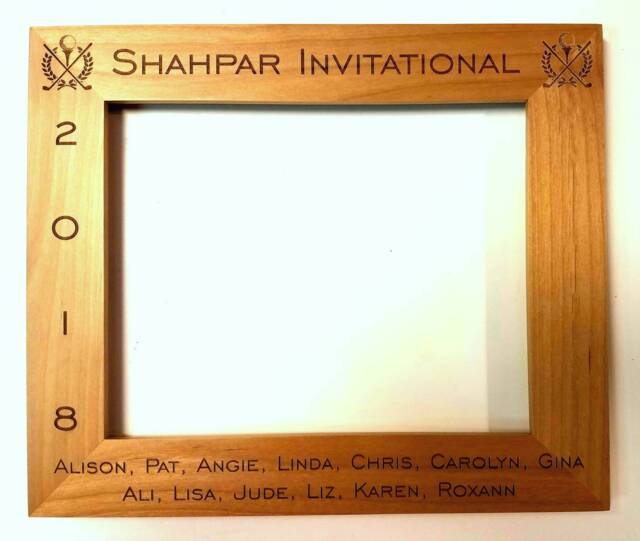 Golf Tournament League Team Personalized Laser Engraved Alder Wood Picture Frame Ball Tee Club Putter Cart