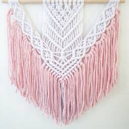 Handmade Pink & White Macrame Wall Hanging, Two Options Cotton Rope Yarn - thumbnail 2