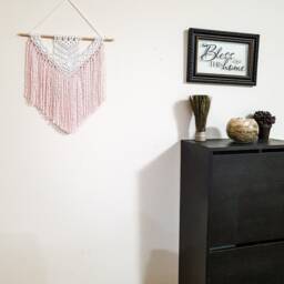 Handmade Pink & White Macrame Wall Hanging, Two Options Cotton Rope Yarn - thumbnail 4