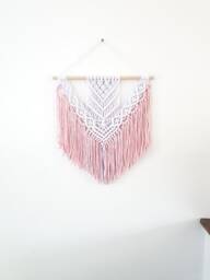 Handmade Pink & White Macrame Wall Hanging, Two Options Cotton Rope Yarn - thumbnail 1
