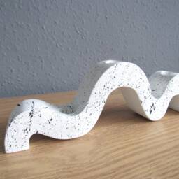 Wavy Triple Candle Holder Concrete Stick Centerpiece Modern Unique Minimalist Decor, Nordic Dining Table Decor - thumbnail 2