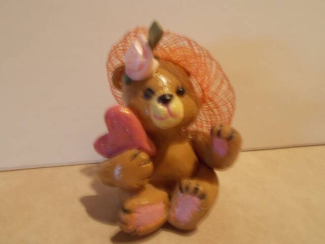 Clay Sculpted Ooak Girl Teddy Bear - image 1