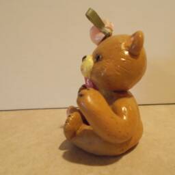 Clay Sculpted Ooak Girl Teddy Bear - thumbnail 3