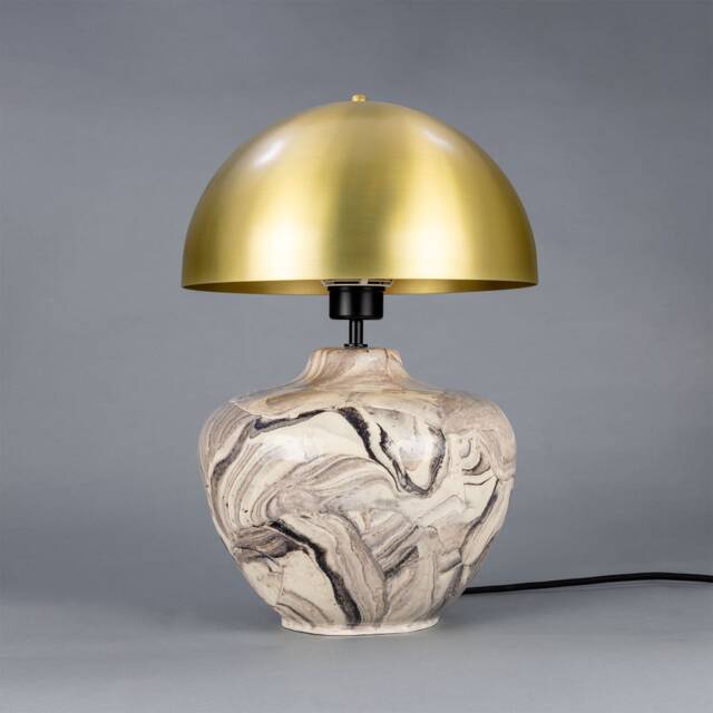 Lawson Ceramic Marbled Table Lamp With Brass Dome Shade - image 1
