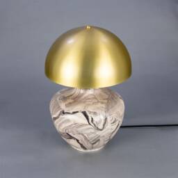Lawson Ceramic Marbled Table Lamp With Brass Dome Shade - thumbnail 3
