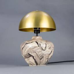 Lawson Ceramic Marbled Table Lamp With Brass Dome Shade - thumbnail 2