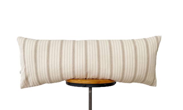 striped Chiangmai Cotton Lumbar Pillow Cover Natural Denim Back - image 1