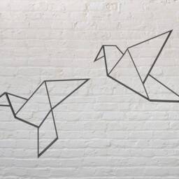 Geometric Birds Sculpture 3D - Hanging Wall Art Figure Decor Scandinavian Style Hygge Home Animal Kids Room - thumbnail 2