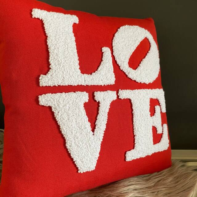 Punch Needle Embroidery Love Pillow, Personalized Custom Gift Idea, For Couples, Her, Throw Valentine's Day - image 1