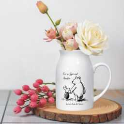 Personalised Ceramic Winnie The Pooh Jug Vase For A Special Auntie - Cute Birthday Gift Aunty From Niece Or Nephew - thumbnail 2