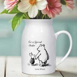 Personalised Ceramic Winnie The Pooh Jug Vase For A Special Auntie - Cute Birthday Gift Aunty From Niece Or Nephew - thumbnail 1