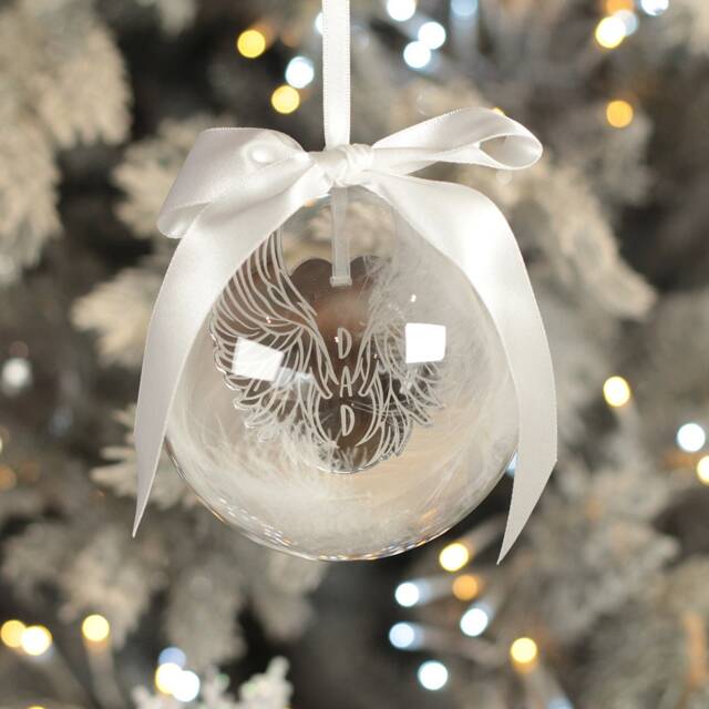 Personalised Angel Wings Memorial Christmas Tree Bauble Decoration - image 1