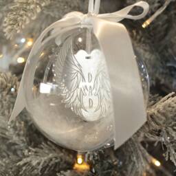 Personalised Angel Wings Memorial Christmas Tree Bauble Decoration - thumbnail 2