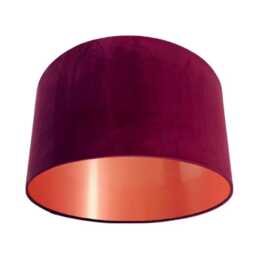 Burgundy Wine Velvet Drum Lampshade Choice Of Botanicals, Birds, Metallic, Multi Patterned Linings - thumbnail 3